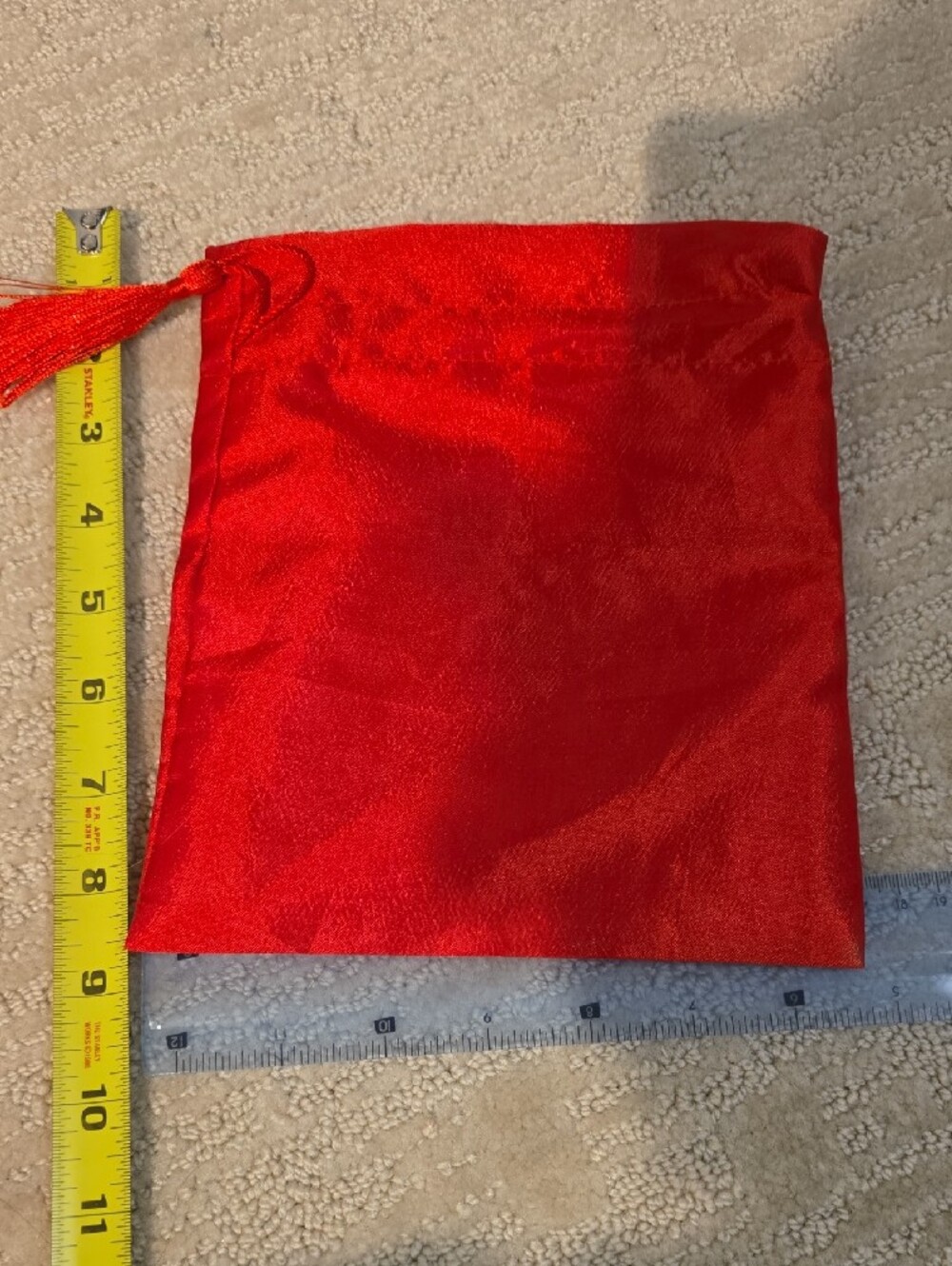 Red Embroidered Drawstring Pouch - Women's Bag - Picture 3 of 4